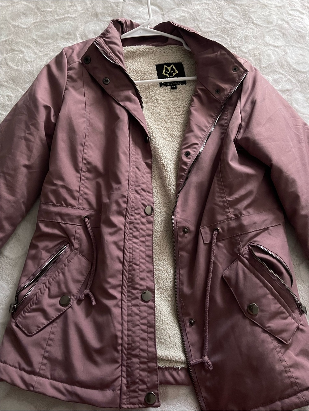 Women’s Mauve Sherpa-Lined Parka Jacket